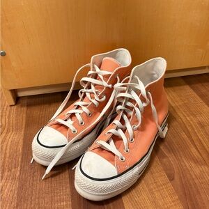Converse Orange and White High-Top Sneakers